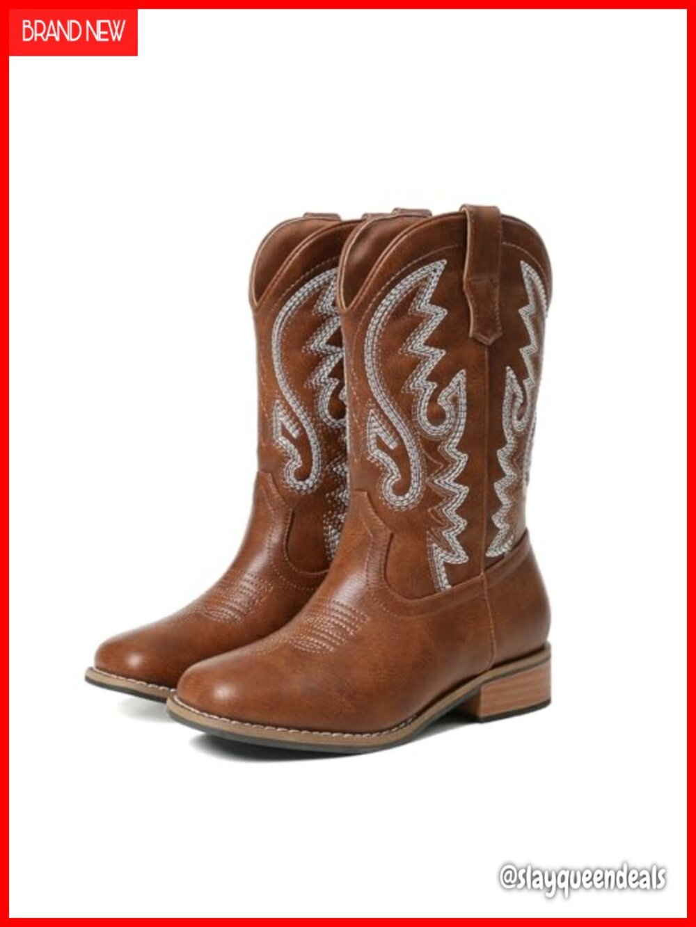 Toddler Western Cowboy Boots Pull On Square Toe Embroidered
